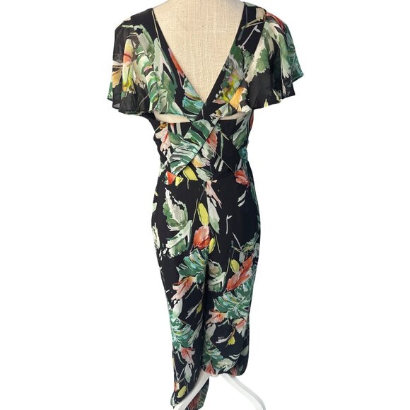 Adelyn Rae Womens Floral Print V Neck Short Sleeve Jumpsuit S - Picture 5 of 13